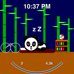 The panda asleep at night