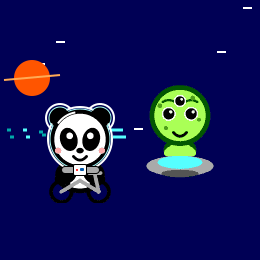 Two pets riding together through space