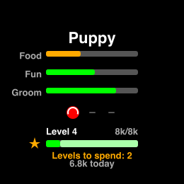 The stats page with levels waiting to spend